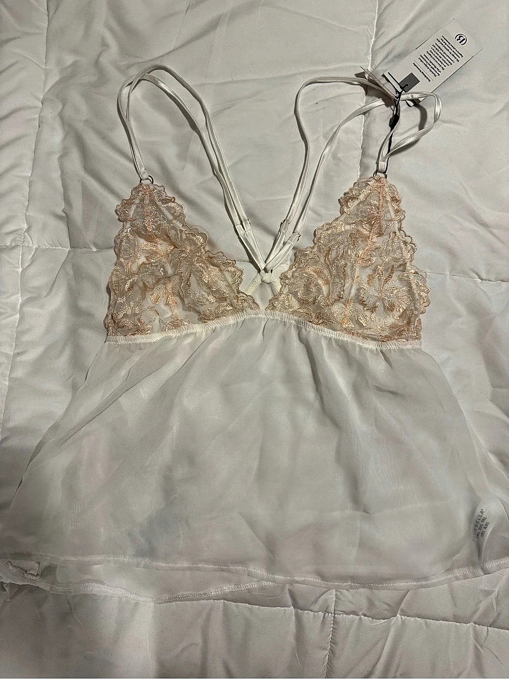 Bluebella Sheer Lingerie White & Pink Size L